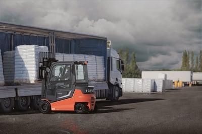 Toyota Traigo80 with steel cabin outdoor in the yard loading lorry.